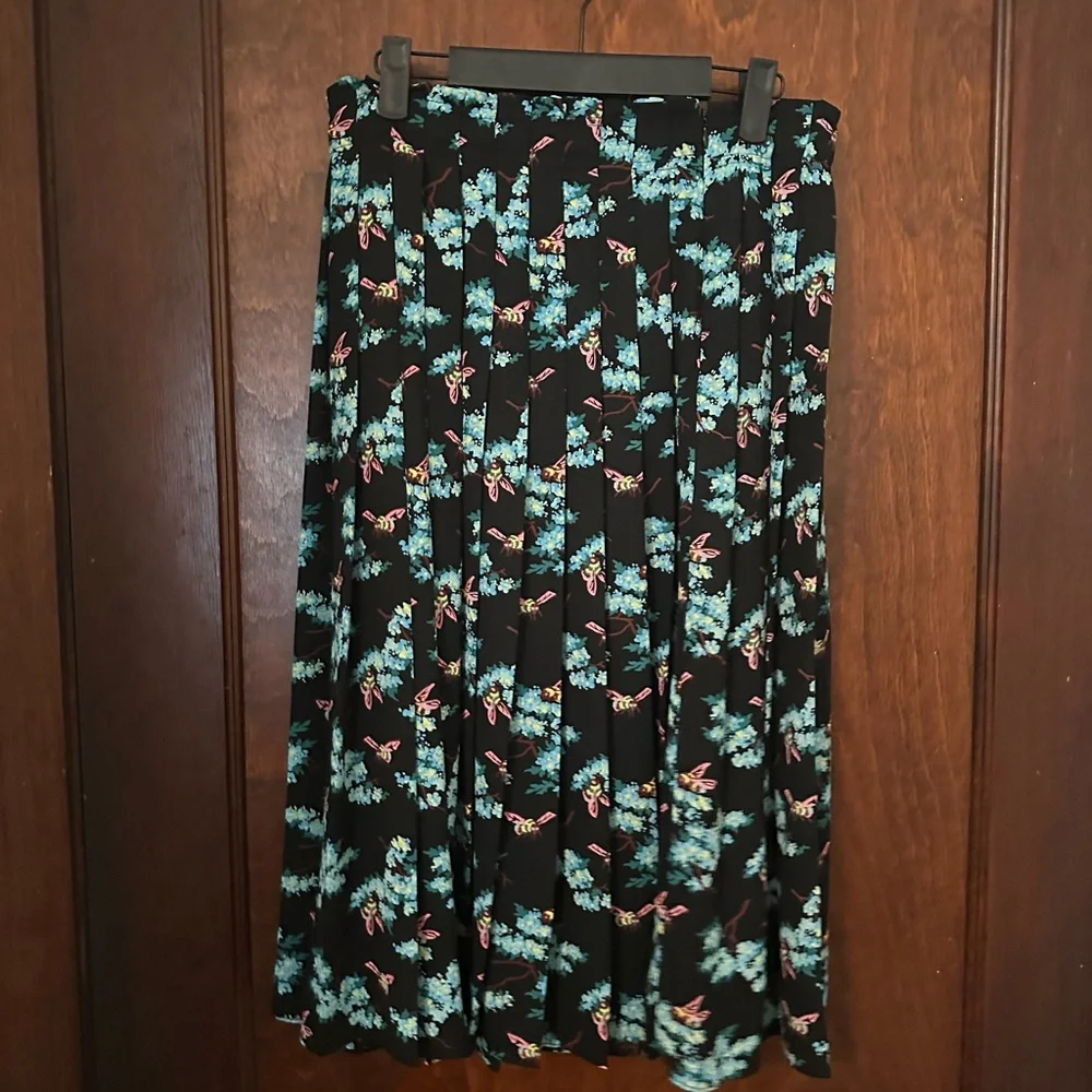 NWT J. Crew Pleated Midi Skirt In Botanical Bees Print Size 6